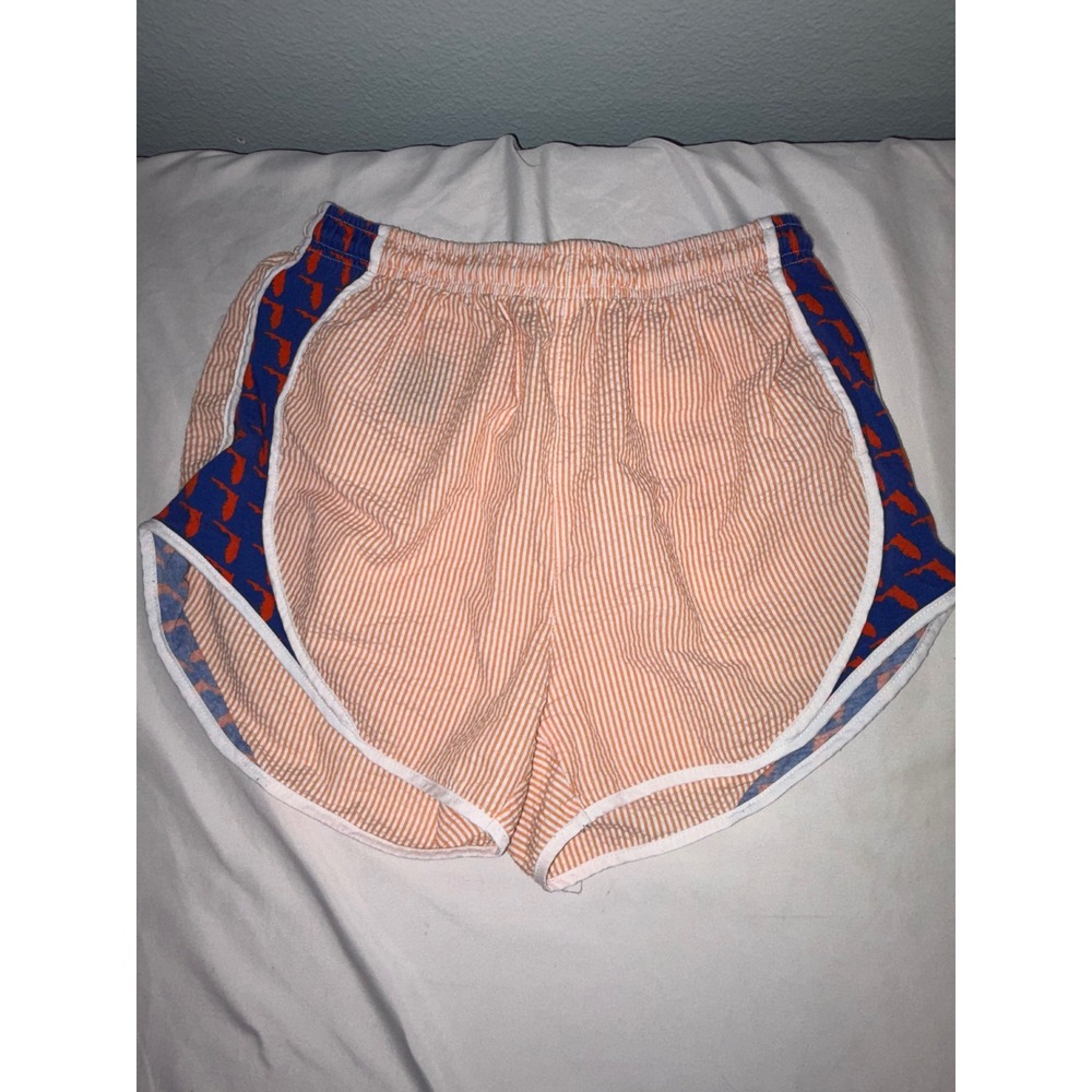 Lauren James Shorties Seersucker Shorts Orange White Striped Florida Gators Med